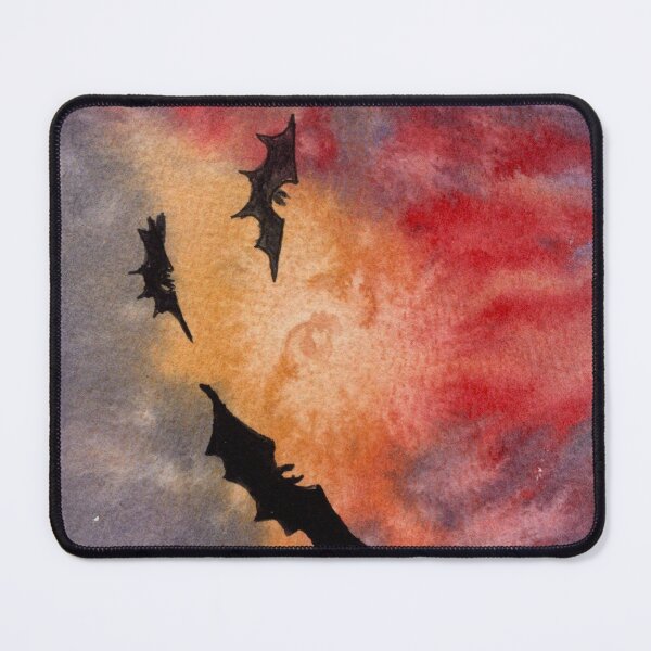 Item preview, Flying Bats at Sunset: Gothic Red Sky Watercolour designed and sold by ArithraStudio.