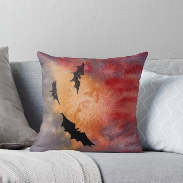 Item preview, Flying Bats at Sunset: Gothic Red Sky Watercolour designed and sold by ArithraStudio.