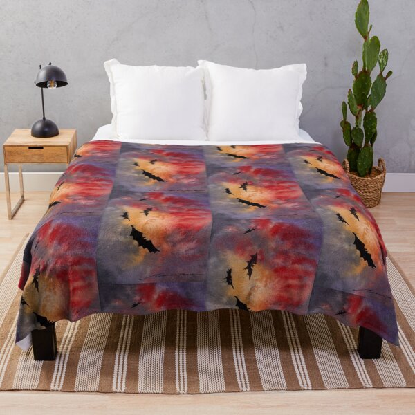 Item preview, Flying Bats at Sunset: Gothic Red Sky Watercolour designed and sold by ArithraStudio.