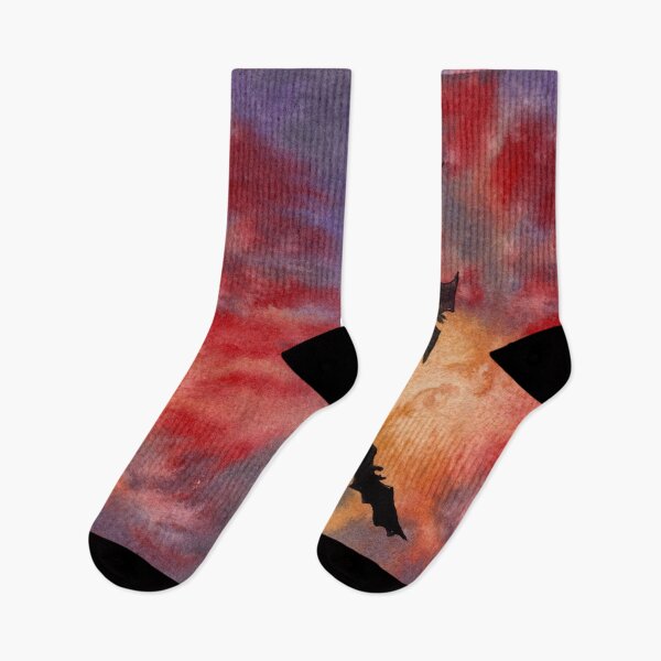 Item preview, Flying Bats at Sunset: Gothic Red Sky Watercolour designed and sold by ArithraStudio.