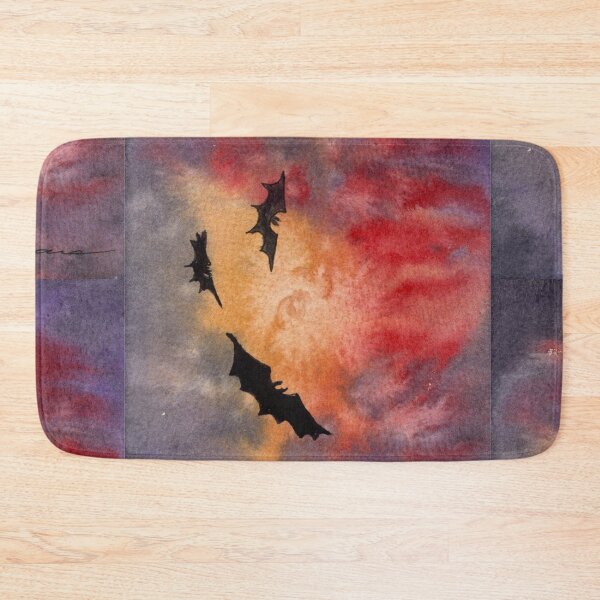 Item preview, Flying Bats at Sunset: Gothic Red Sky Watercolour designed and sold by ArithraStudio.