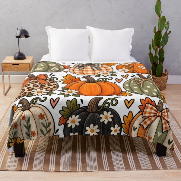 Item preview, Cute Vintage Fall halloween Pumpkins Autumn Harvest Floral Pumpkin Collection designed and sold by CreativeNest Prints.