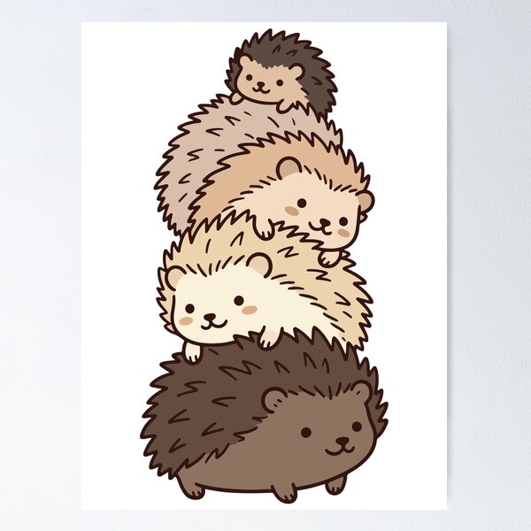 Item preview, Kawaii Hedgehogs – Cute Fluffy Woodland Animals designed and sold by AliveStyle.
