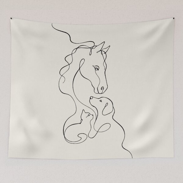 Item preview, Horse Cat Dog Line Art - Minimalist Drawing designed and sold by FemmePod.