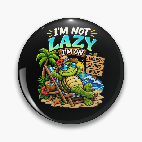 Item preview, Funny Lazy Turtle Energy Saving Mode Beach Vacation designed and sold by MagicSD Designs.