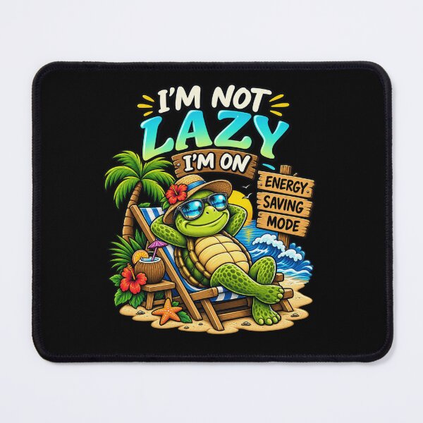 Item preview, Funny Lazy Turtle Energy Saving Mode Beach Vacation designed and sold by MagicSD Designs.