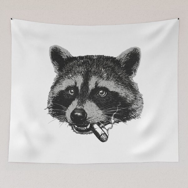 Aperçu de l'œuvre Smoking Raccoon années 90 Bootleg Vintage créée et vendue par aynorsadier.