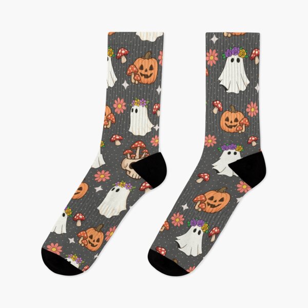 Item preview, Cute Halloween Ghosts with Flower Crowns and Pumpkins Pattern designed and sold by Szpaku desart .