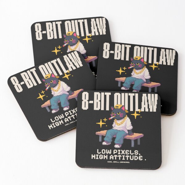 Item preview,  8-Bit Outlaw Cat – Low Pixels High Attitude designed and sold by FaeryNuff.