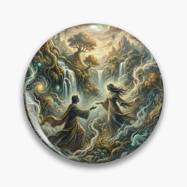 Item preview, Adam and Eve in the Enchanted Garden of Eden - Fantasy Spiritual Art designed and sold by Artsy Universe.