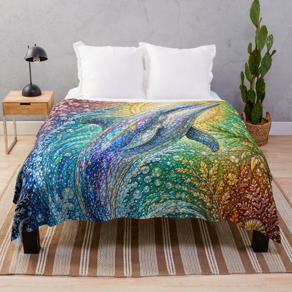 Item preview, The Dolphin of the Four Seasons – Messenger of the Oceans in stained glass designed and sold by Pixel Sakura Gallery.