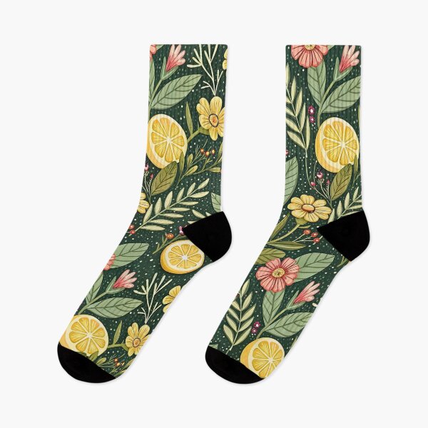 Item preview, Cute Lemon Frogs Floral Pattern designed and sold by Storybook Botanica.
