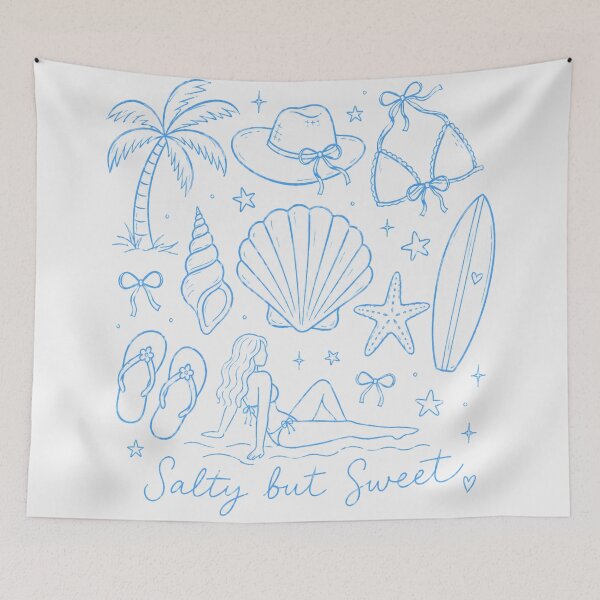 Item preview, Salty But Sweet Coquette Beach Girl Blue Line Art Illustration designed and sold by Yellowriversss.