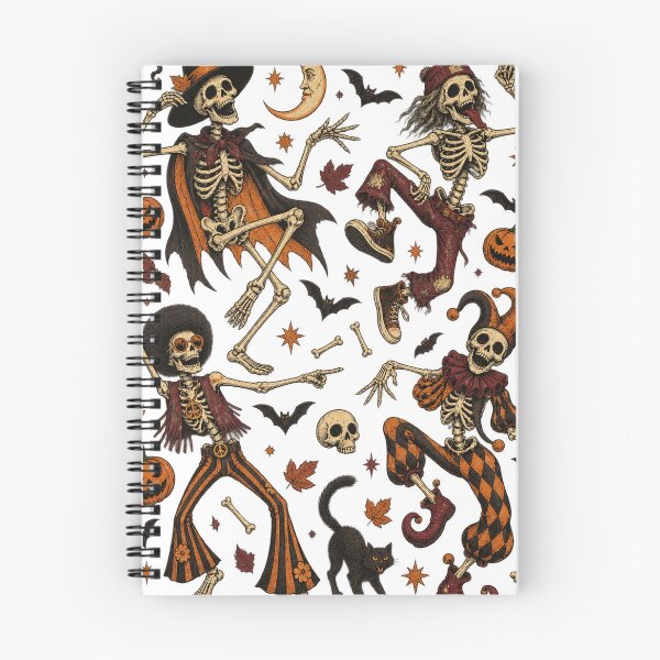 Item preview, Halloween Dancing Skeletons with Bats and Pumpkins – Spooky Autumn  designed and sold by SOUFIANE1991.