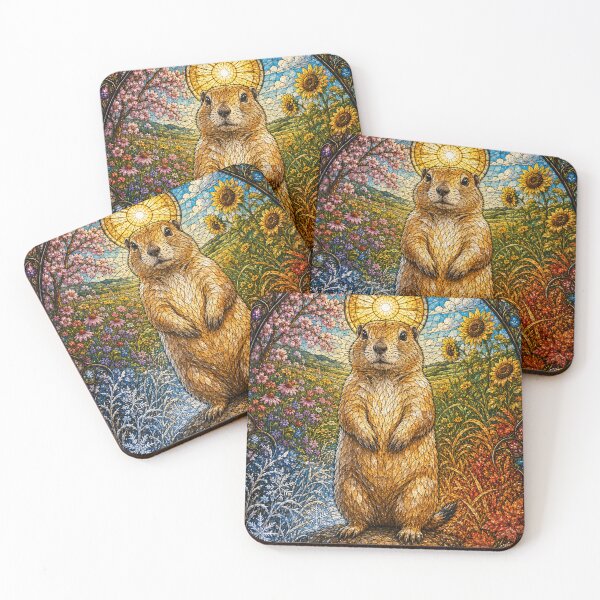 Item preview, The Prairie Dog of the Four Seasons – Stained Glass Sentinel designed and sold by Pixel Otaku Gallery.