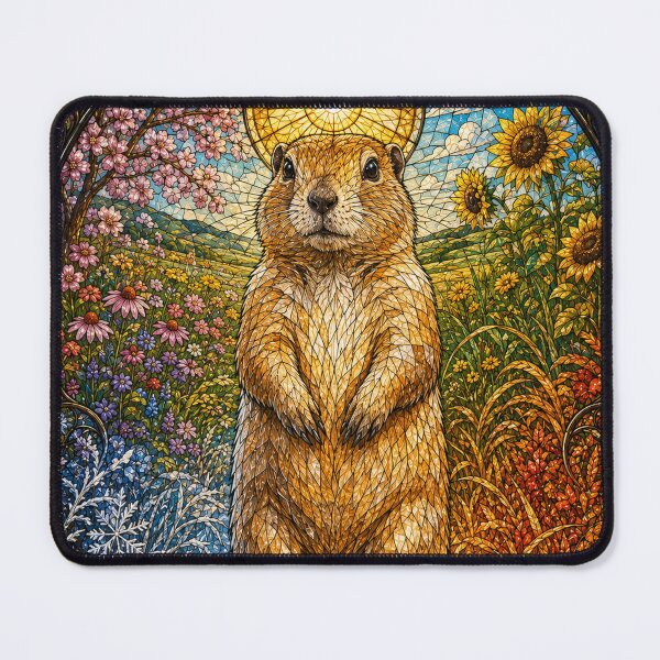Item preview, The Prairie Dog of the Four Seasons – Stained Glass Sentinel designed and sold by Pixel Sakura Gallery.