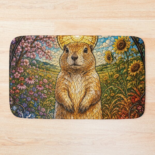 Item preview, The Prairie Dog of the Four Seasons – Stained Glass Sentinel designed and sold by Pixel Sakura Gallery.