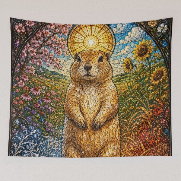 Item preview, The Prairie Dog of the Four Seasons – Stained Glass Sentinel designed and sold by Pixel Otaku Gallery.