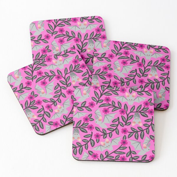 Item preview, Bats and flowers on pink designed and sold by Jennifer Ladd.