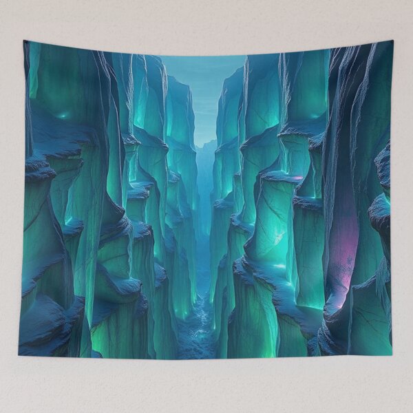 Item preview,  Bioluminescent Crystal Cave Alien Landscape Art designed and sold by IntelliMindDesigns.