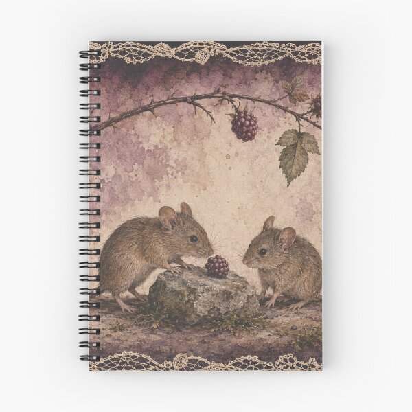 Item preview, Field Mice Beneath Brambles – Cottagecore Watercolor designed and sold by Noctifolia Field Journal.