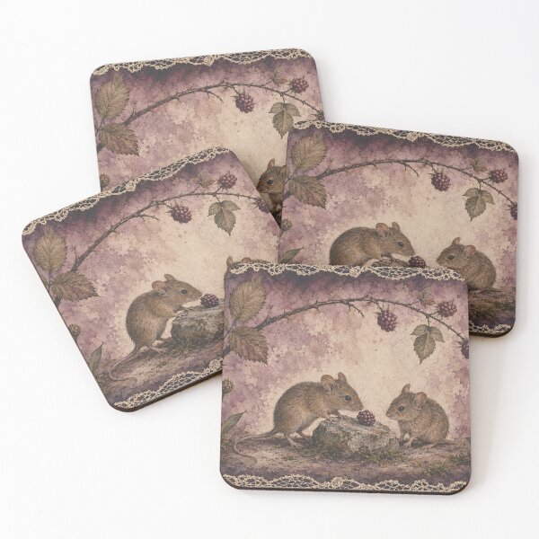 Item preview, Field Mice Beneath Brambles – Cottagecore Watercolor designed and sold by Noctifolia Field Journal.