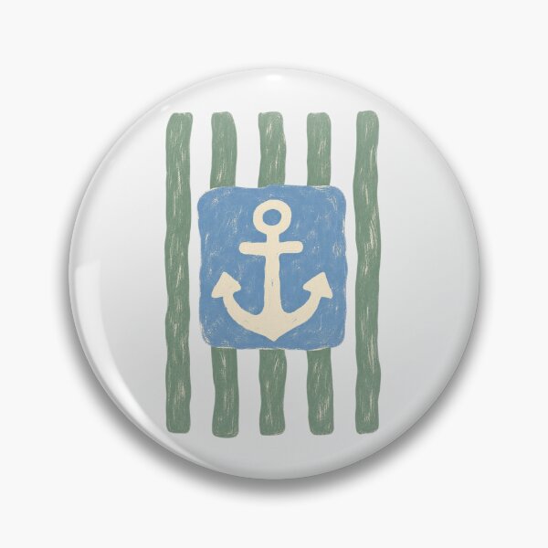 Item preview, Nautical Anchor Block Coastal Stripe Blue Anchor Minimal designed and sold by Yellowriversss.