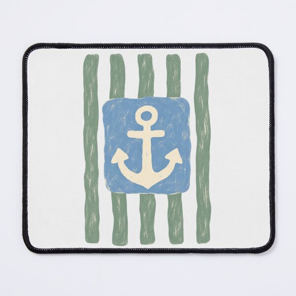 Item preview, Nautical Anchor Block Coastal Stripe Blue Anchor Minimal designed and sold by Yellowriversss.