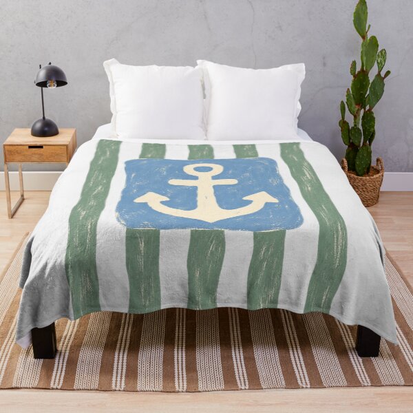 Item preview, Nautical Anchor Block Coastal Stripe Blue Anchor Minimal designed and sold by Yellowriversss.