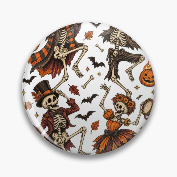 Item preview, Halloween Dancing Skeletons with Bats and Pumpkins – Spooky Autumn  designed and sold by SOUFIANE1991.