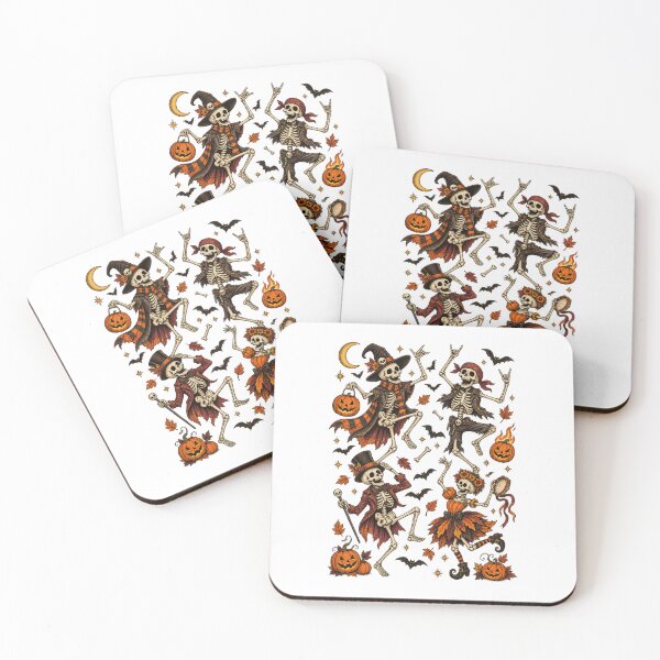 Item preview, Halloween Dancing Skeletons with Bats and Pumpkins – Spooky Autumn  designed and sold by SOUFIANE1991.