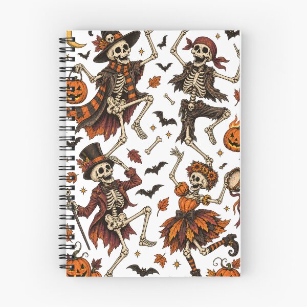 Item preview, Halloween Dancing Skeletons with Bats and Pumpkins – Spooky Autumn  designed and sold by SOUFIANE1991.
