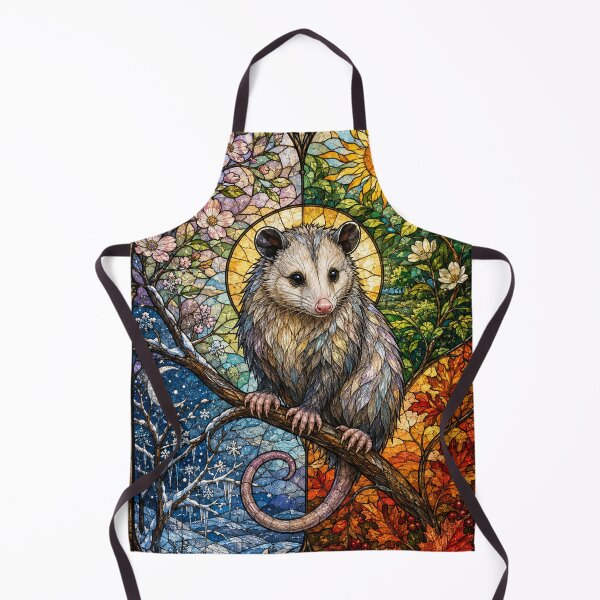 Item preview, The Four Seasons Opossum – Small stained-glass guardian designed and sold by Pixel Otaku Gallery.