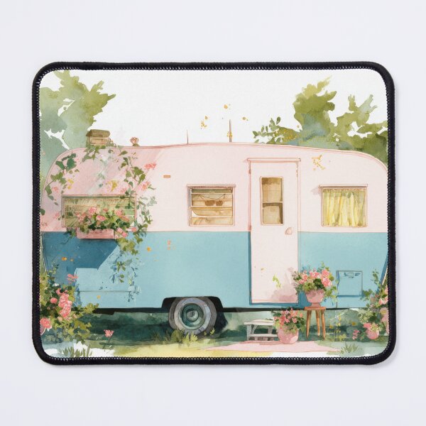 Item preview, Vintage caravan in a garden setting designed and sold by anytka.