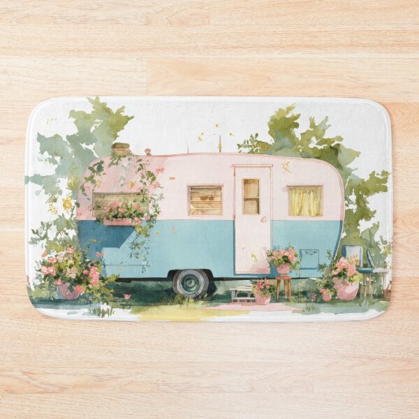 Item preview, Vintage caravan in a garden setting designed and sold by anytka.