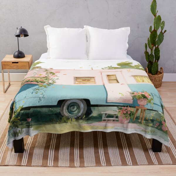 Item preview, Vintage caravan in a garden setting designed and sold by anytka.