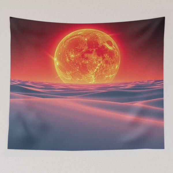 Item preview, Giant Glowing Orange Sun Over Sand Dunes designed and sold by IntelliMindDesigns.