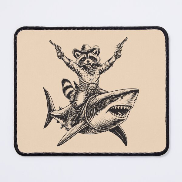 Item preview, Raccoon Shark Rider Funny Cowboy Rodeo Vintage  designed and sold by Y-Vibes.