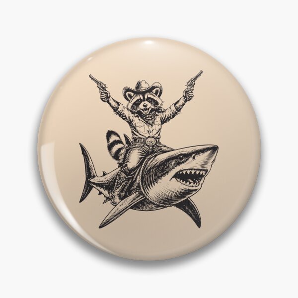 Item preview, Raccoon Shark Rider Funny Cowboy Rodeo Vintage  designed and sold by Y-Vibes.