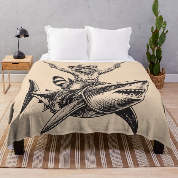 Item preview, Raccoon Shark Rider Funny Cowboy Rodeo Vintage designed and sold by Y-Vibes.