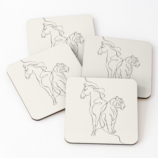 Item preview, Horse Line Drawing and Tiger Line Art designed and sold by FemmePod.