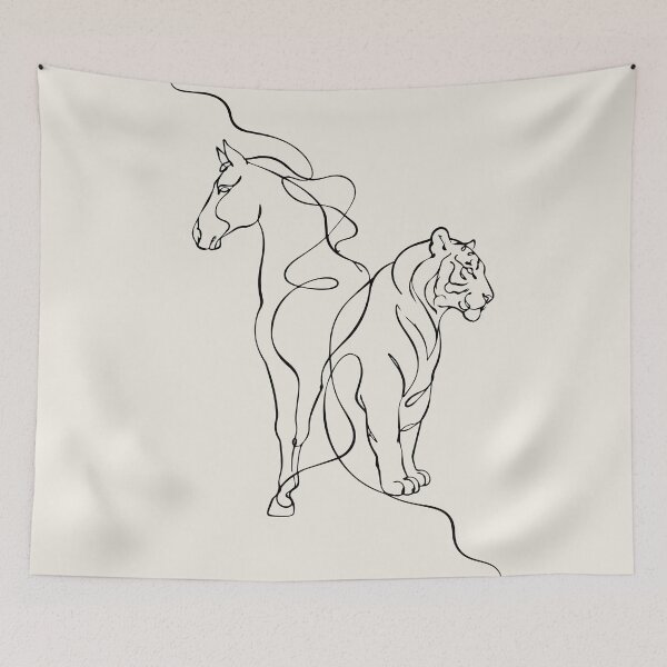 Item preview, Horse Line Drawing and Tiger Line Art designed and sold by FemmePod.
