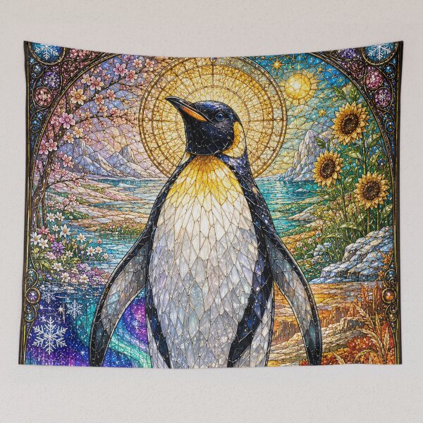 Item preview, The Penguin of the Four Seasons – Polar Traveler in Stained Glass designed and sold by Pixel Sakura Gallery.