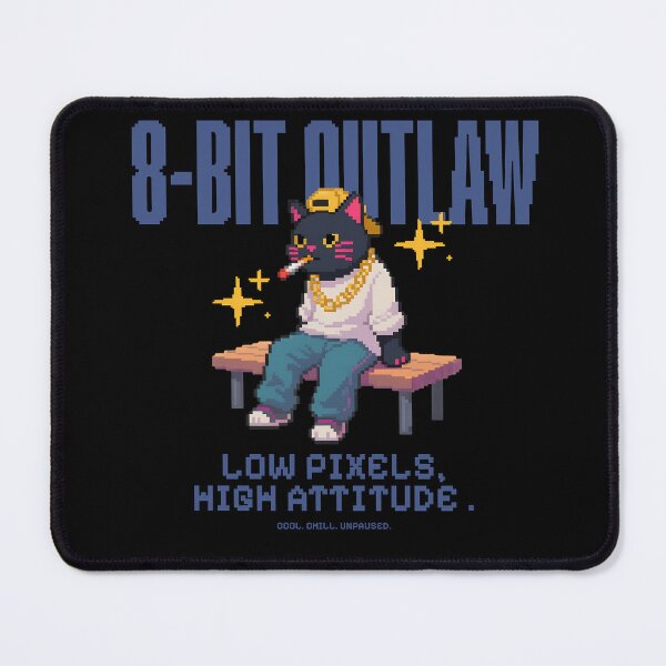 Item preview, Bit Outlaw Cat – Low Pixels High Attitude Blue Version designed and sold by FaeryNuff.