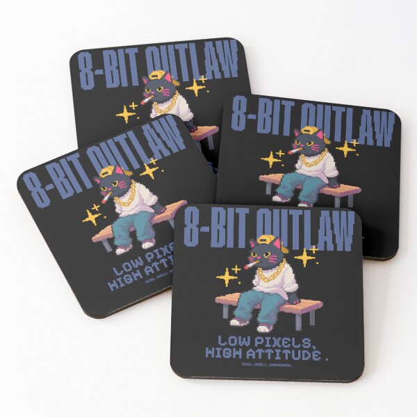 Item preview, Bit Outlaw Cat – Low Pixels High Attitude Blue Version designed and sold by FaeryNuff.