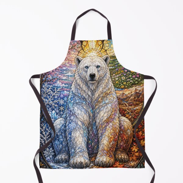Item preview, The Polar Bear of the Four Seasons – Polar Guardian in Stained Glass designed and sold by Pixel Sakura Gallery.