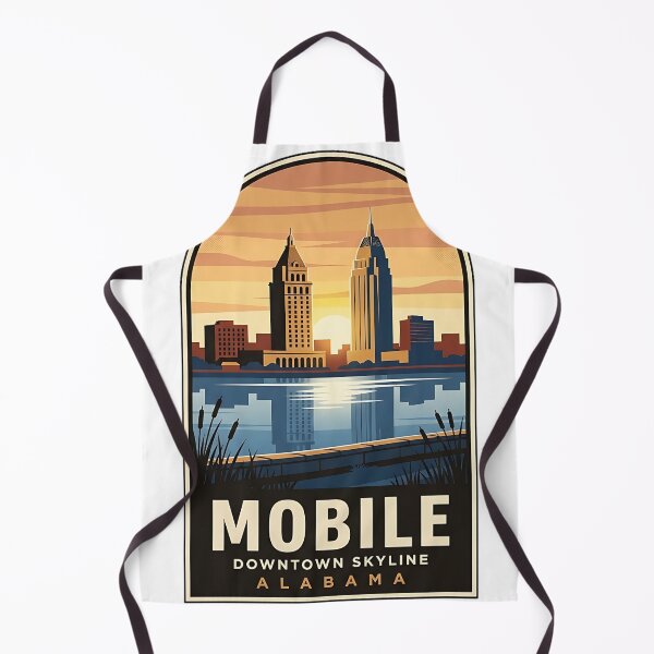 Item preview, Mobile Alabama Downtown Skyline Vintage Travel Badge Sticker designed and sold by DetourDgn.
