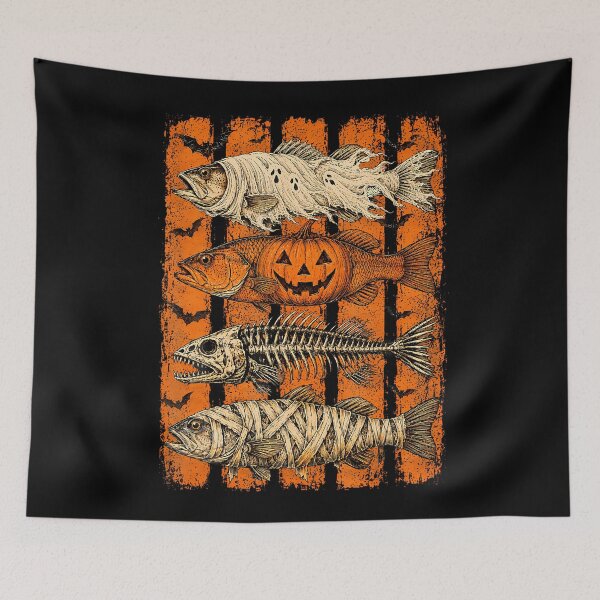 Item preview, Halloween Fishing Spooky Angler Fish Skeleton Pumpkin Gift designed and sold by T9AXER.