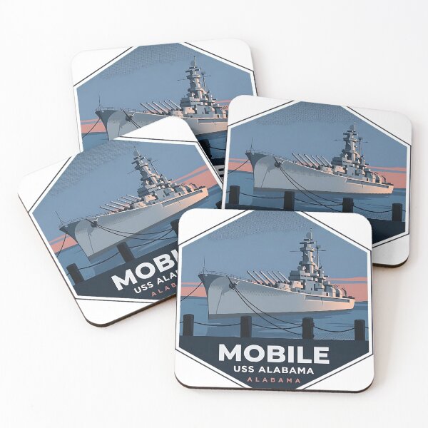 Artikelvorschau, USS Alabama Schlachtschiff Mobile Alabama Reiseabzeichen Aufkleber entworfen und verkauft von DetourDgn.