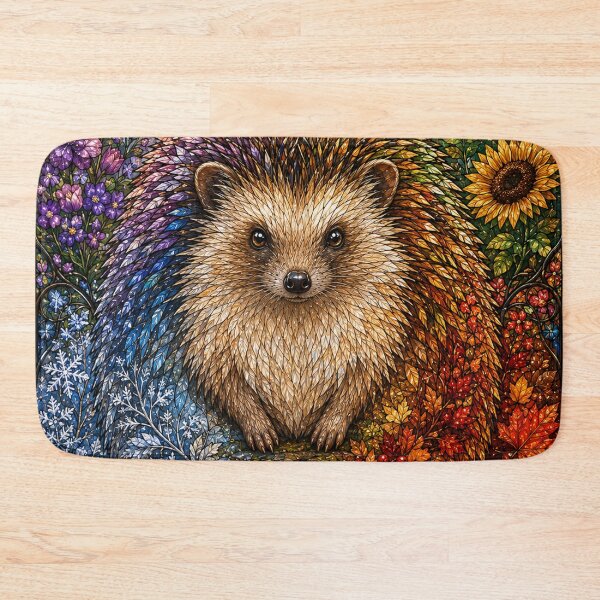 Item preview, The Little Guardian of the Four Seasons – Stained-Glass Hedgehog designed and sold by Pixel Sakura Gallery.